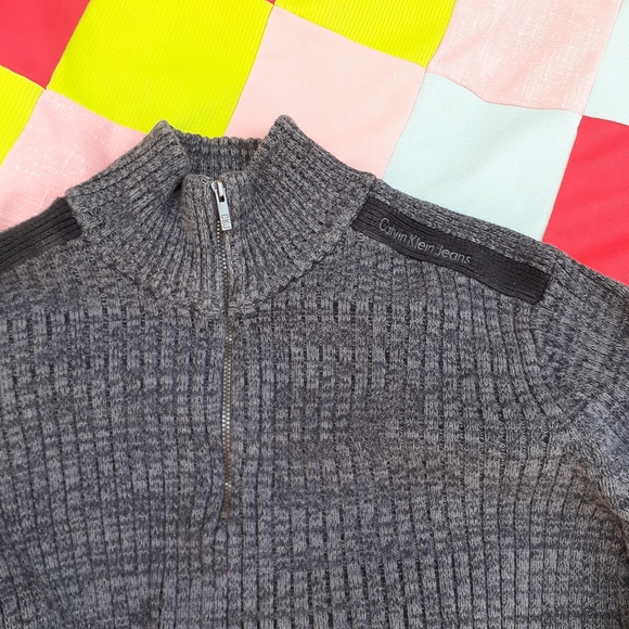 Calvin Klein ¼ Zip Men's Large Charcoal Salt and Pepper - Picture 8 of 16